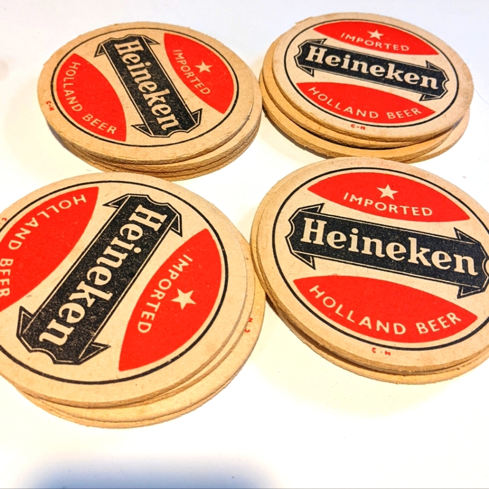 Vintage Heineken Beer Coasters Set 12pc